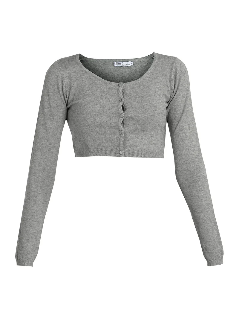 Coprispalle corto in maglia con bottoni - grigio
