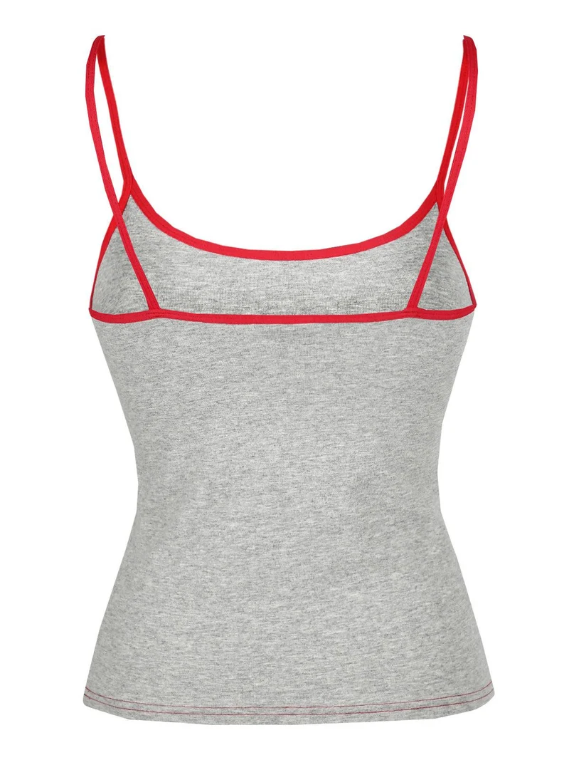 Canotta donna in cotone con spalline - grigio