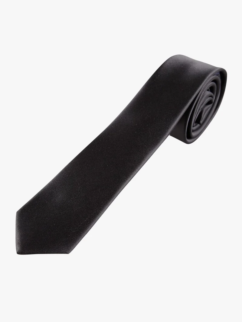 Cravatta slim a micro quadri nero