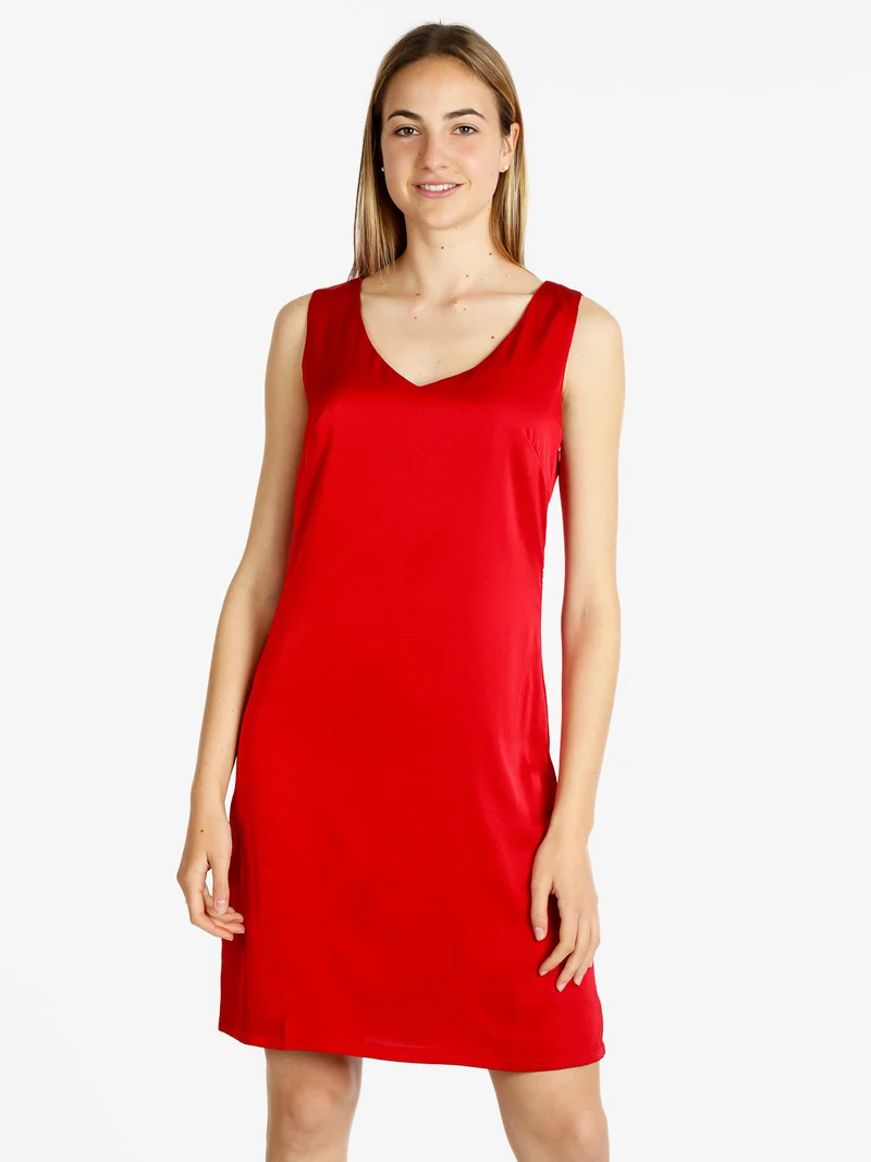 Tubino donna effetto raso - rosso