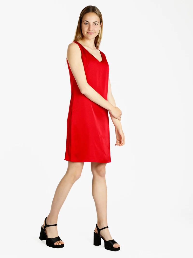 Tubino donna effetto raso - rosso