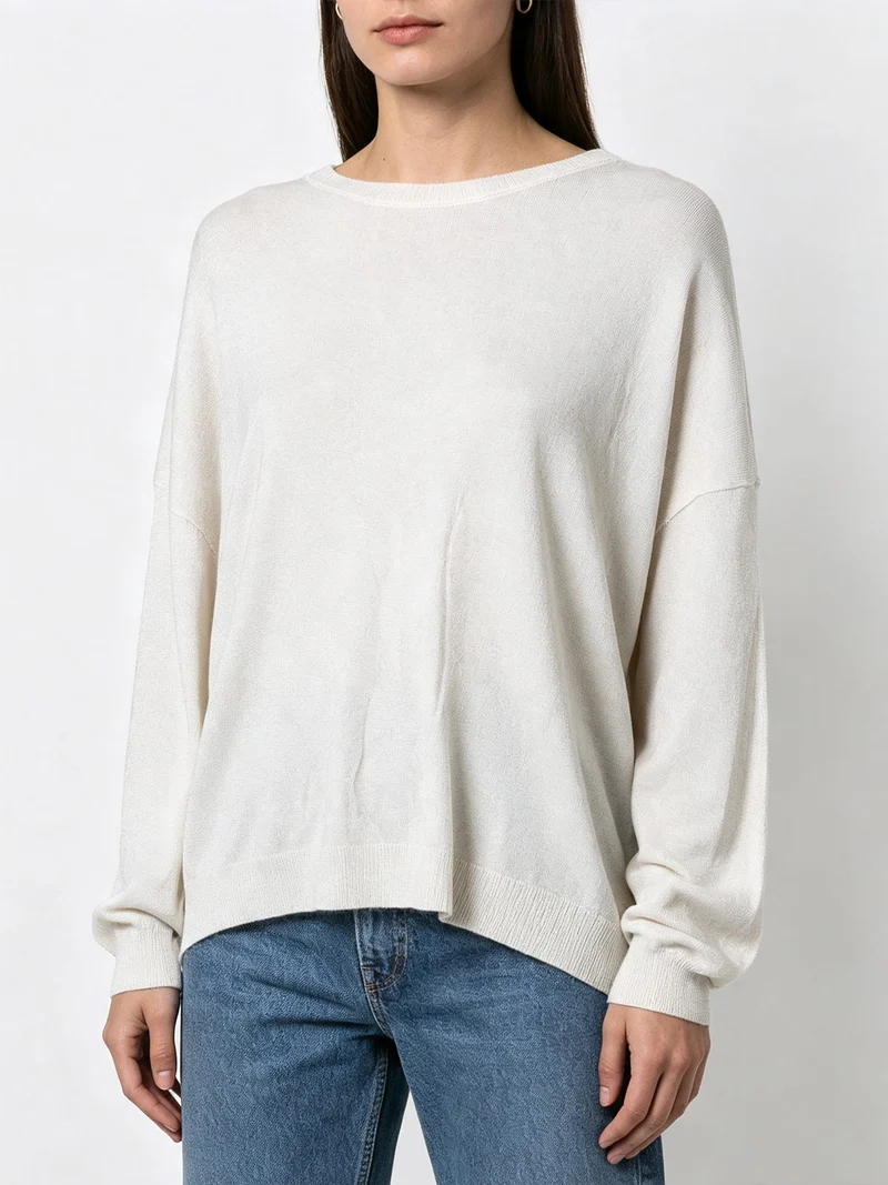 Maglia donna in lurex con maniche a pipistrello - beige