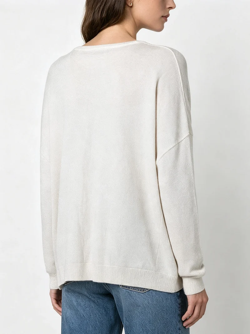 Maglia donna in lurex con maniche a pipistrello - beige