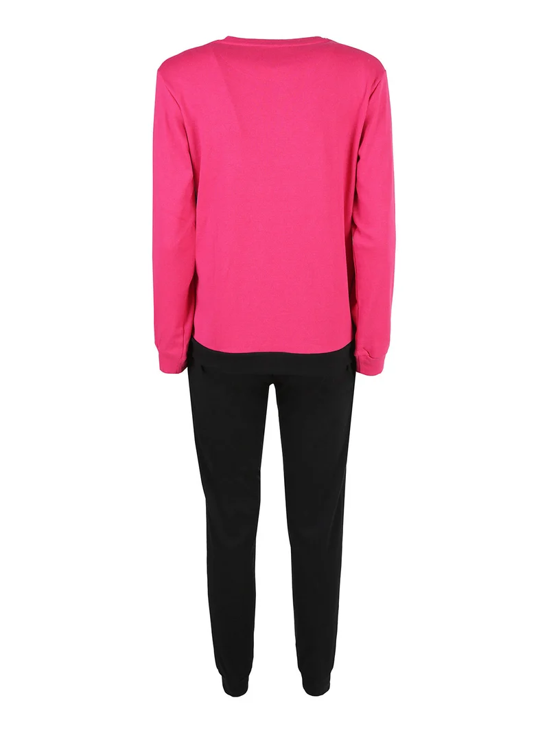 Pigiama lungo da donna in cotone interlock - fucsia