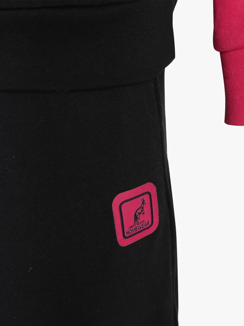 Pigiama lungo da donna in cotone interlock - fucsia