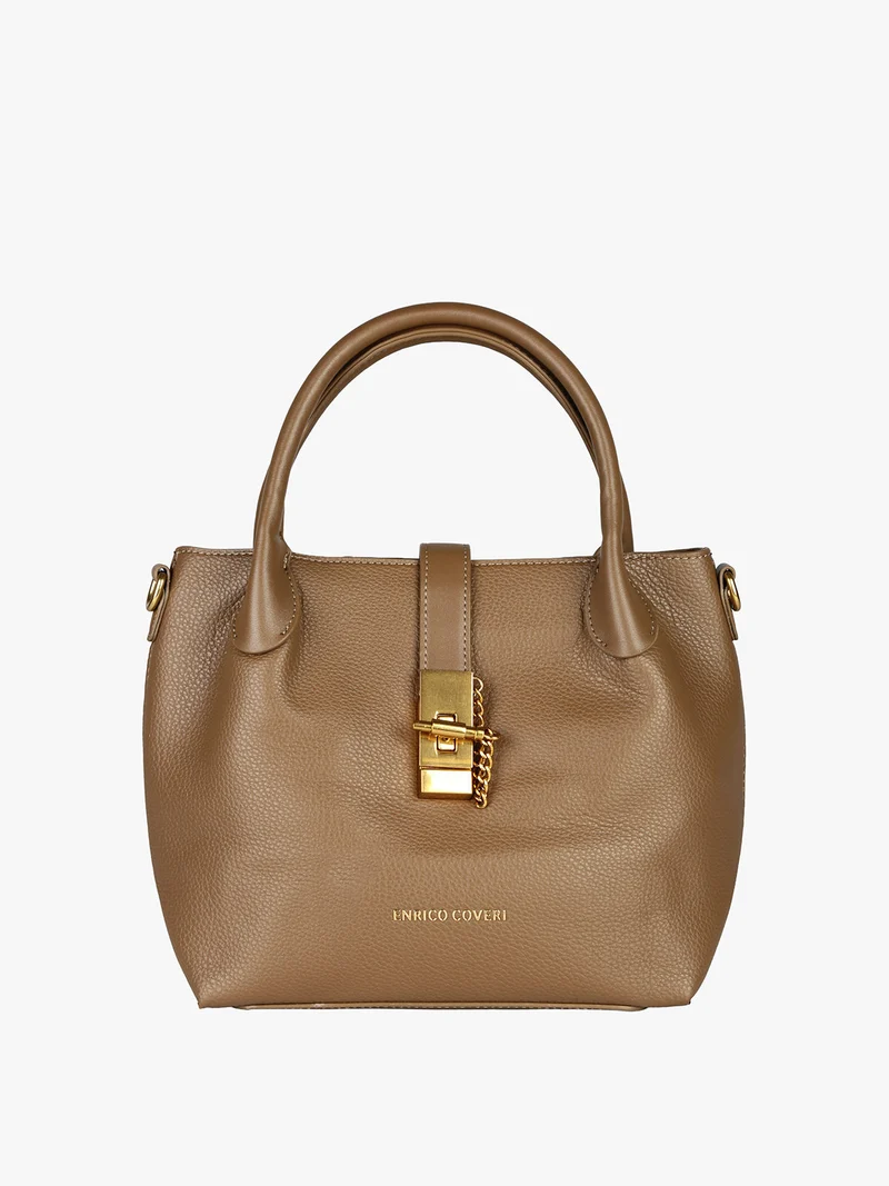 Borsa donna a mano con doppi manici - khaki