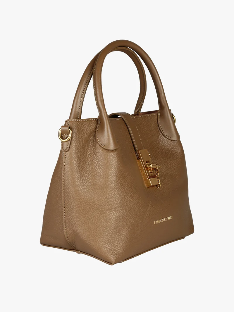 Borsa donna a mano con doppi manici - khaki