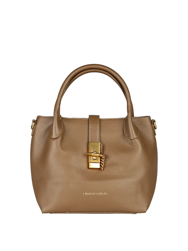 Borsa donna a mano con doppi manici - khaki