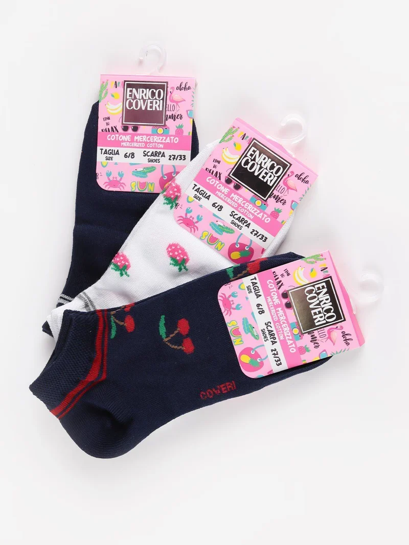 Calze corte bambina in cotone - bianco