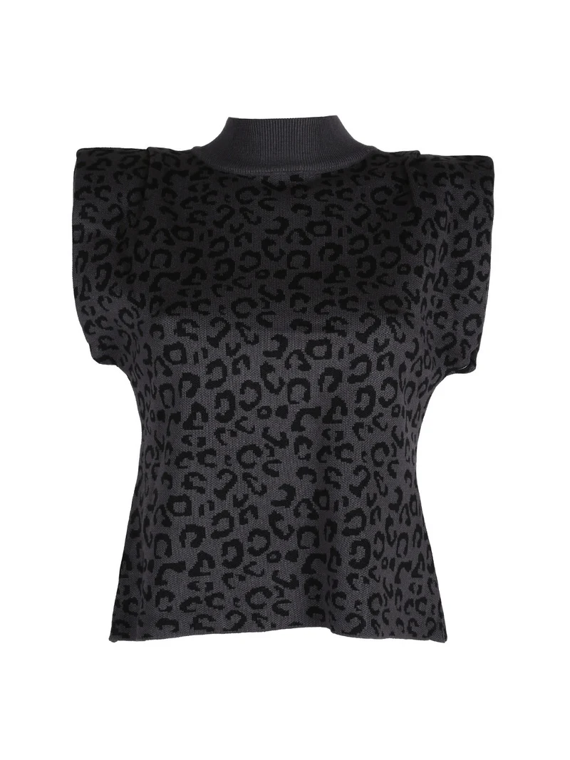 Maglia donna a lupetto senza maniche - grigio