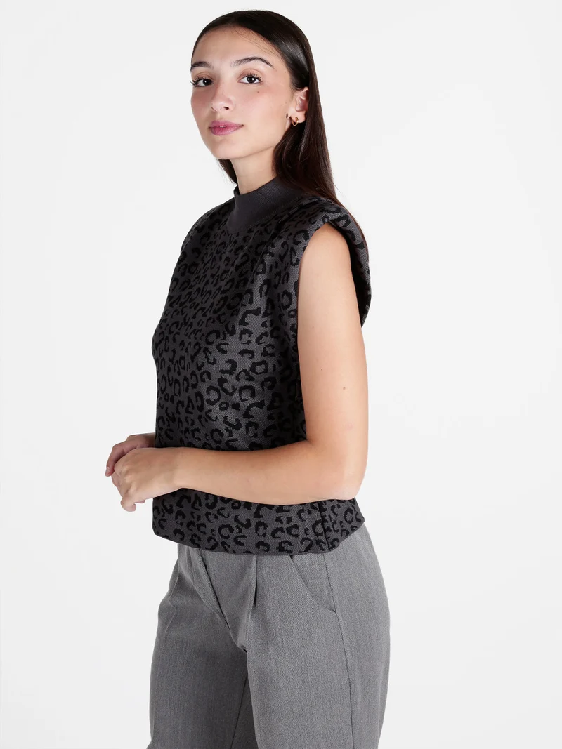 Maglia donna a lupetto senza maniche - grigio