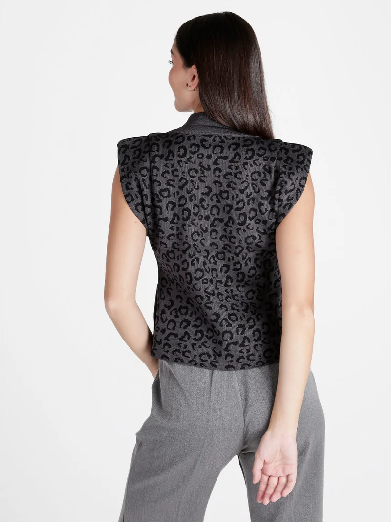 Maglia donna a lupetto senza maniche - grigio