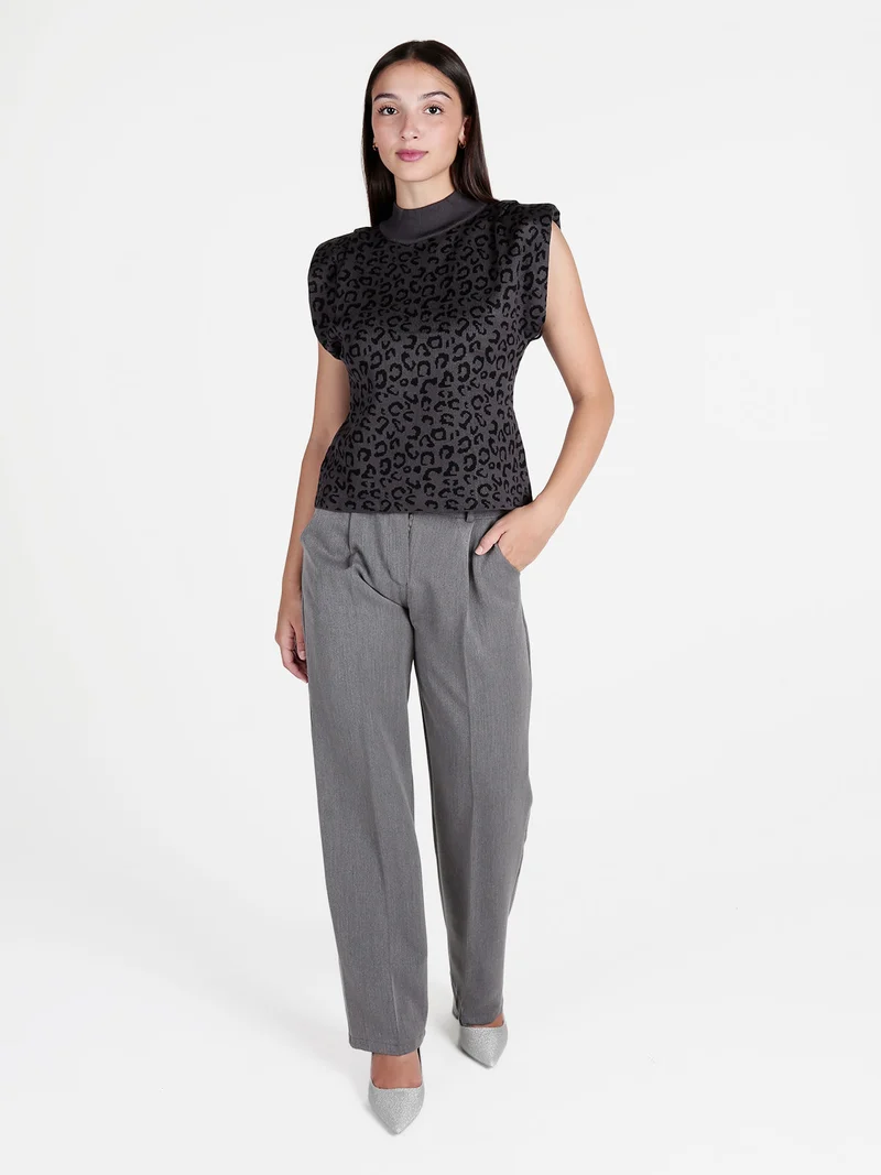 Maglia donna a lupetto senza maniche - grigio