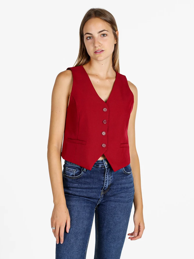Gilet donna elegante con bottoni - bordeaux