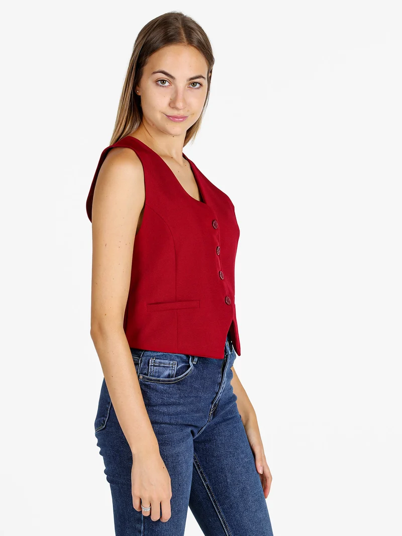 Gilet donna elegante con bottoni - bordeaux