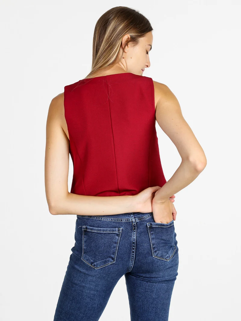 Gilet donna elegante con bottoni - bordeaux