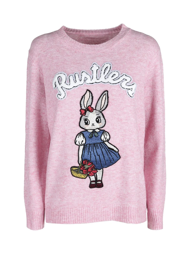 Maglione donna con disegno sul davanti - rosa
