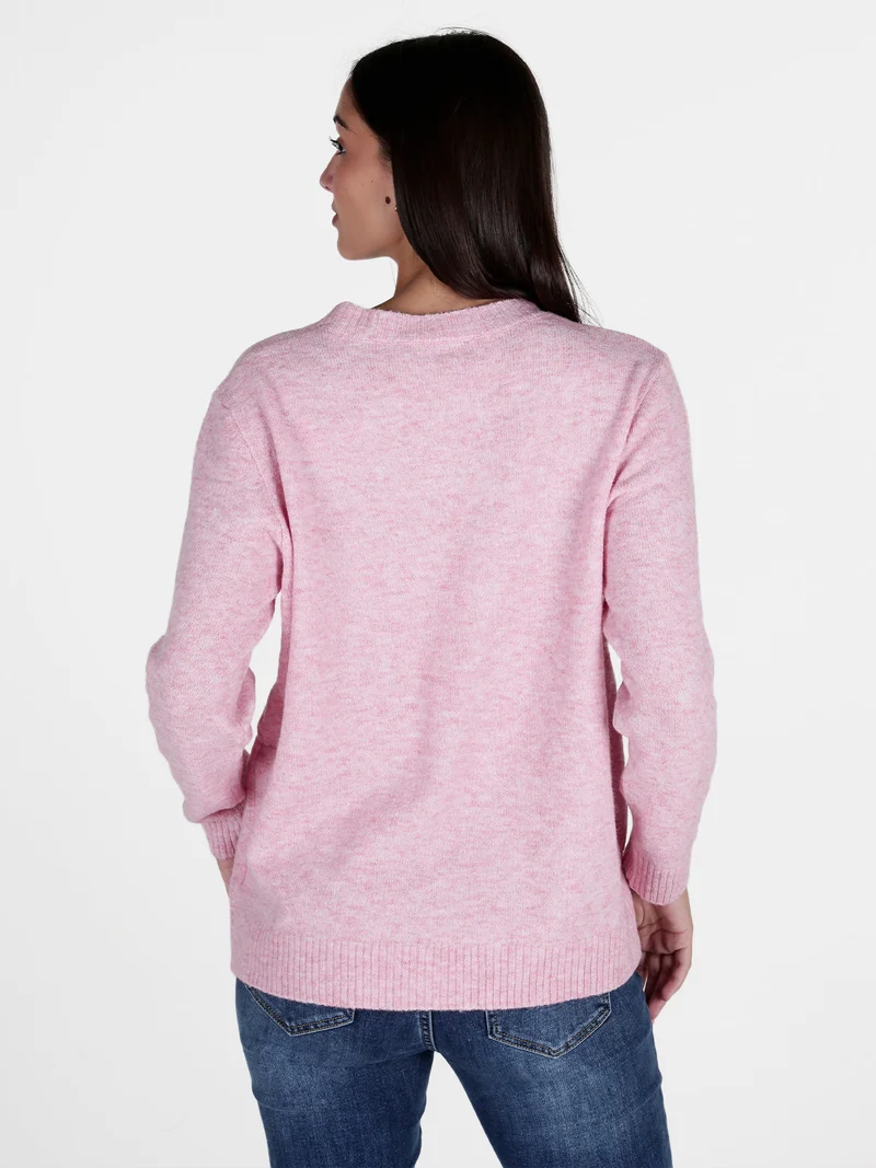 Maglione donna con disegno sul davanti - rosa