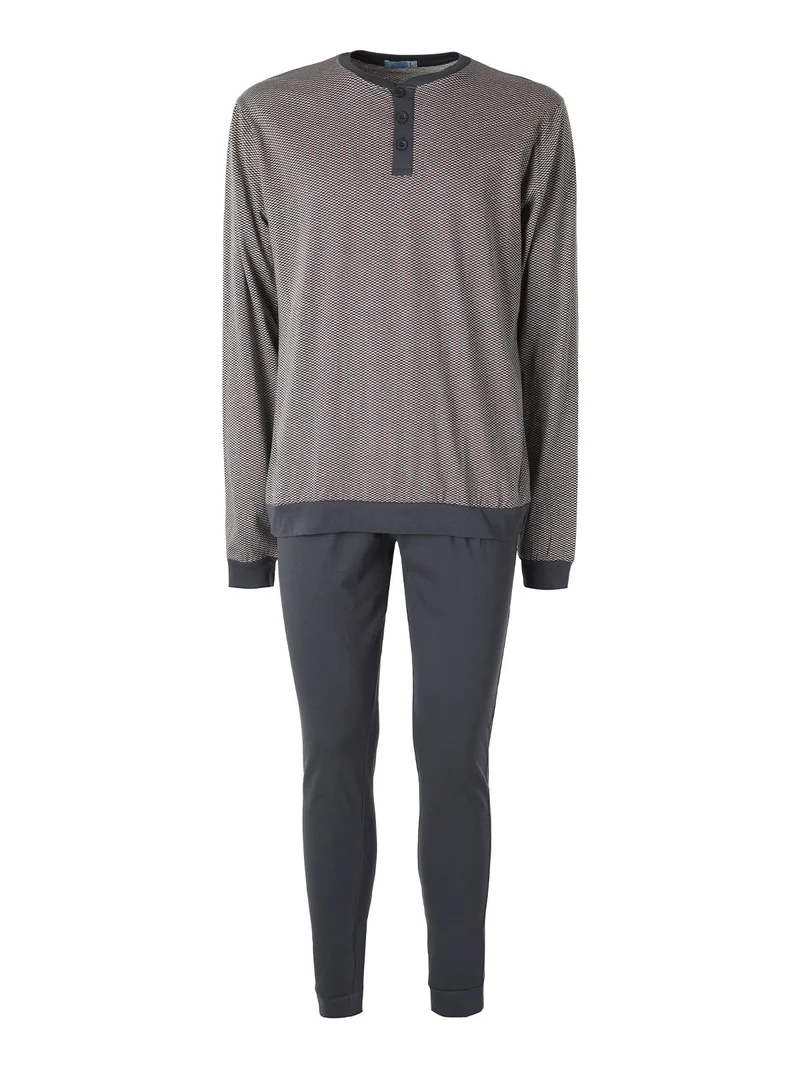 Pigiama lungo da uomo in cotone - grigio