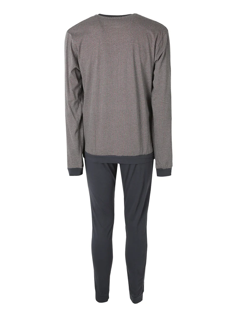 Pigiama lungo da uomo in cotone - grigio