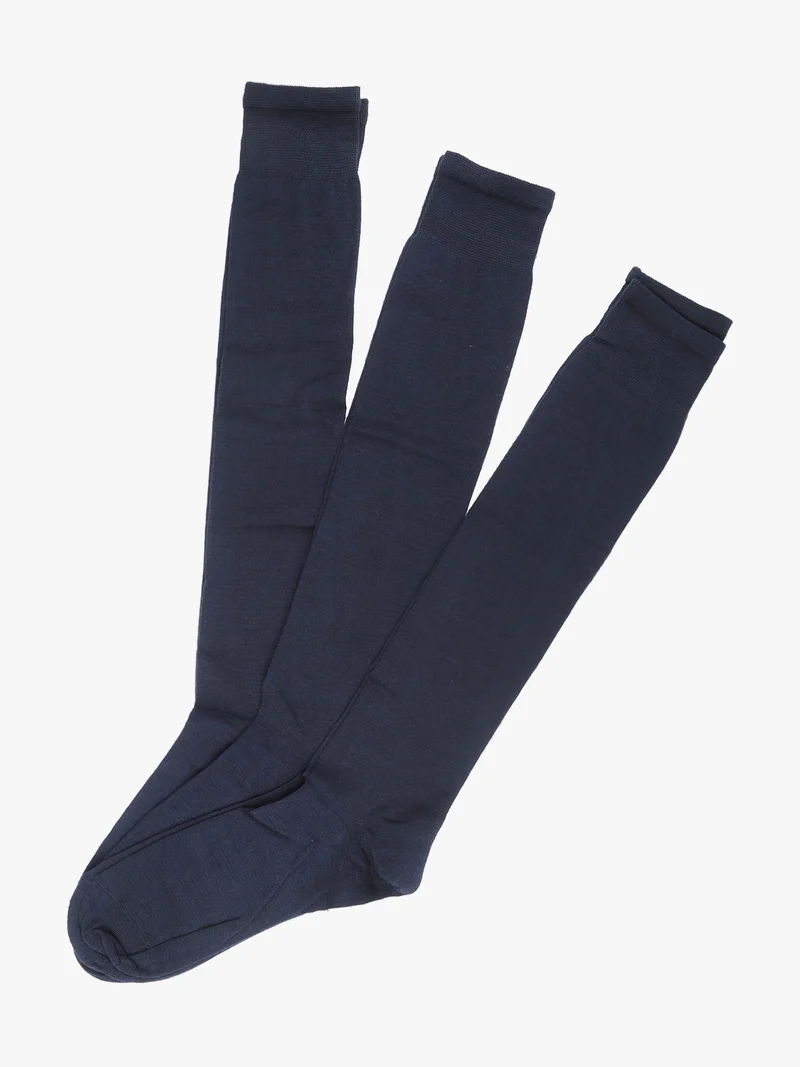 Confezione da 3 paia di calze lunghe da uomo in cotone mercerizzato - blu scuro