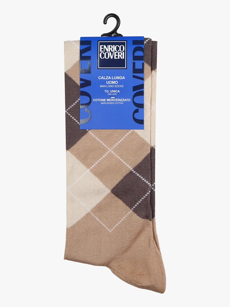 Calze lunghe da uomo in cotone mercerizzato - beige