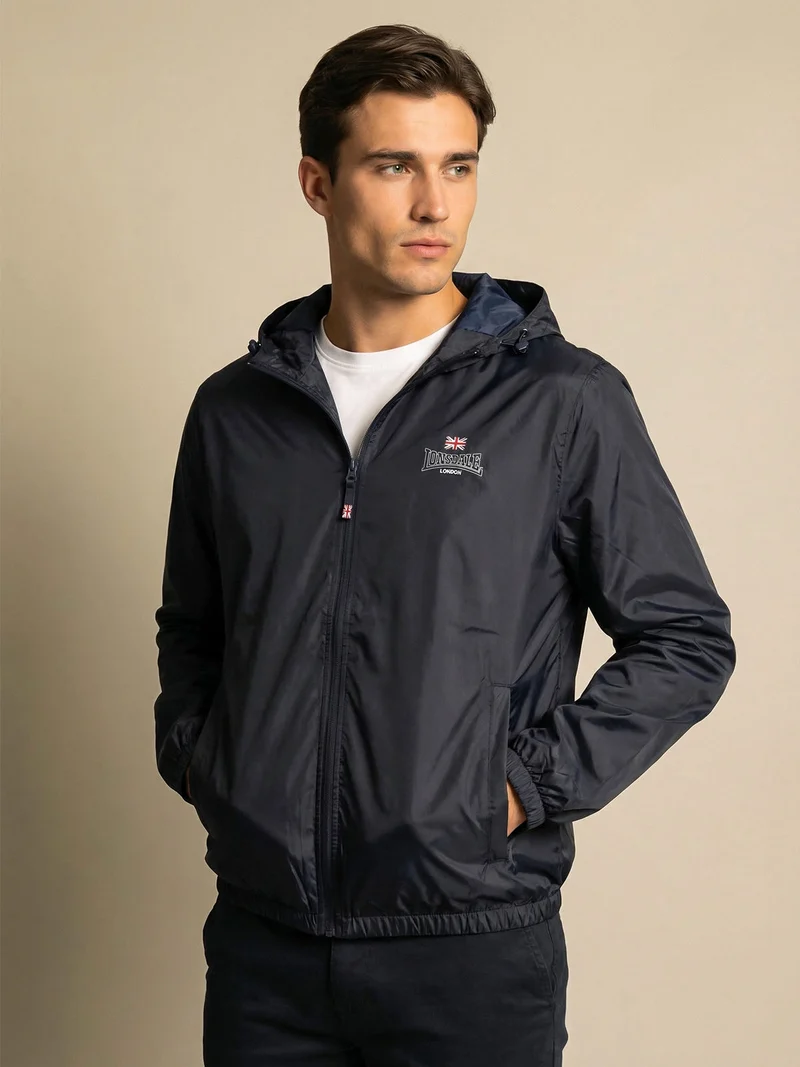 Giacca a vento con cappuccio e zip - blu scuro