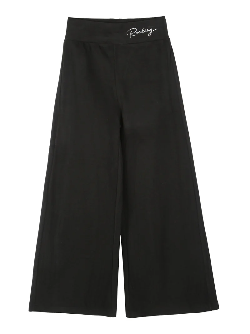 Leggings da bambina effetto ciniglia con finale a zampa - nero