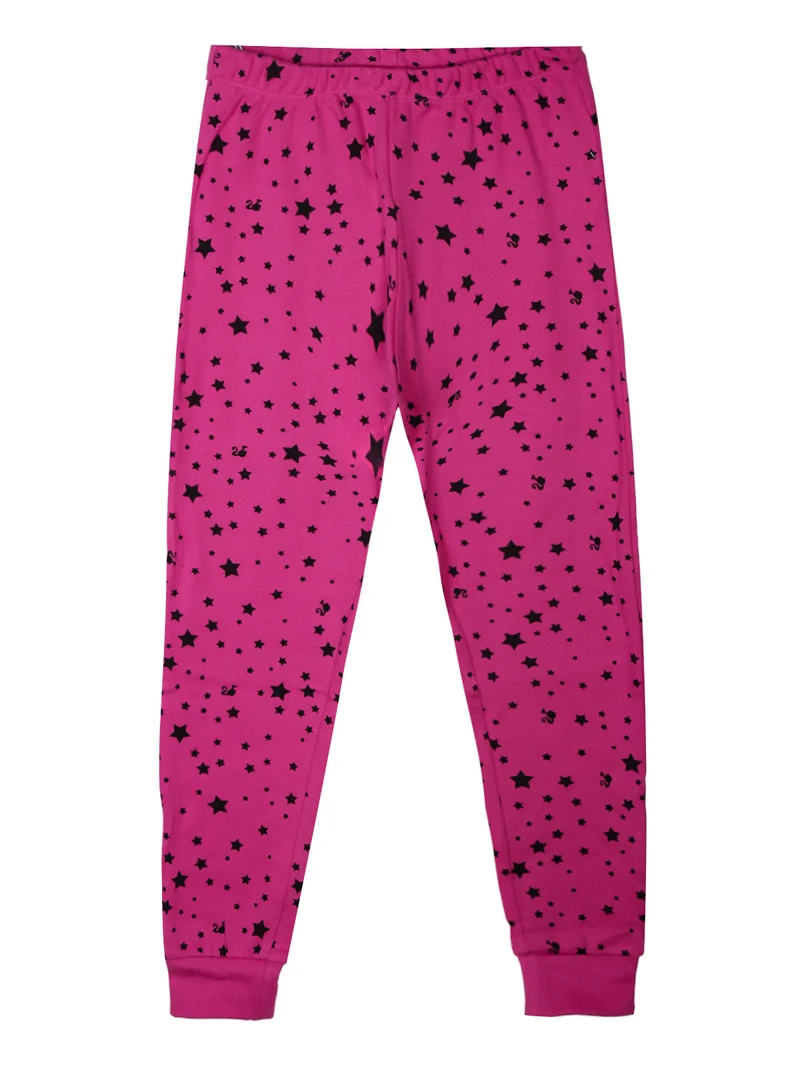 Pigiama lungo da bambina in cotone interlock - bianco