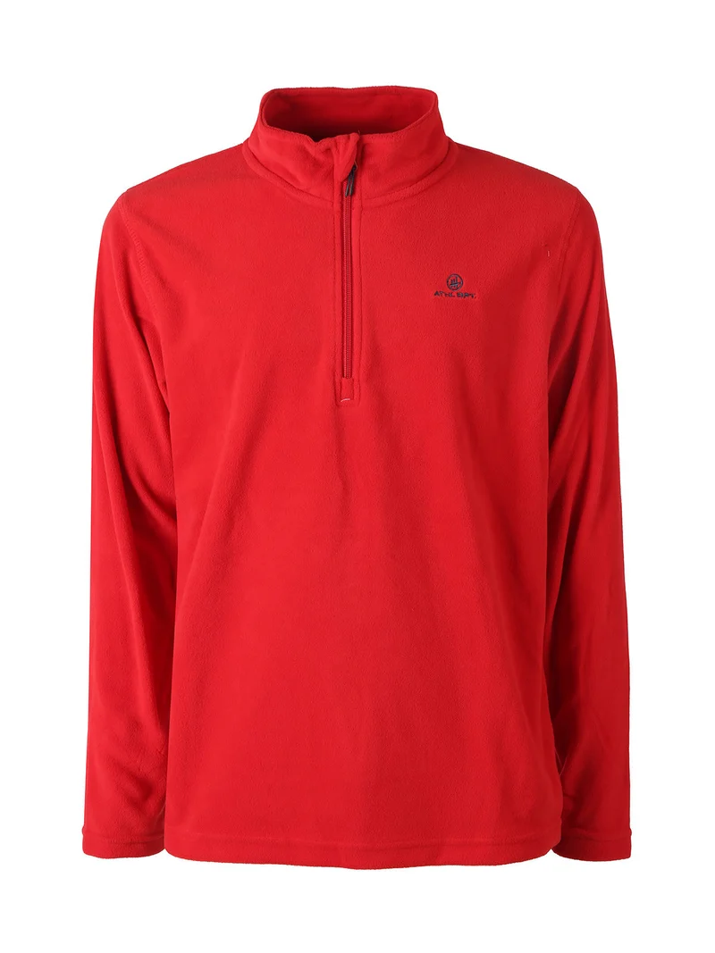 Felpa da uomo mezza zip in micropile - rosso