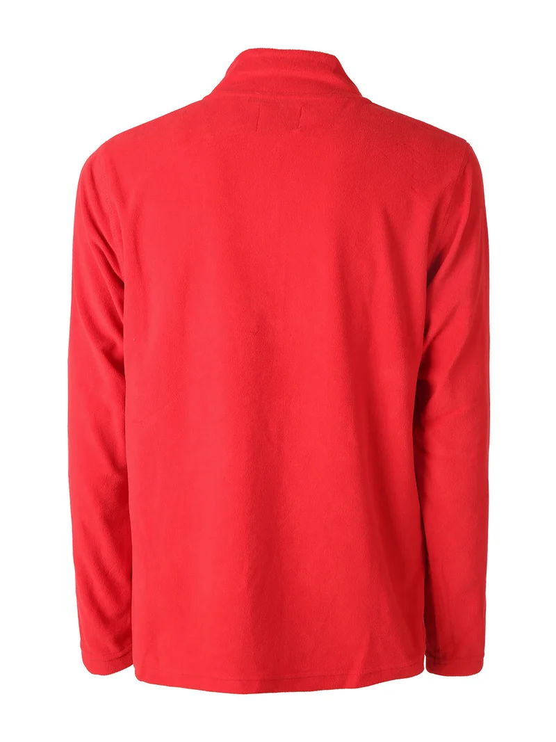 Felpa da uomo mezza zip in micropile - rosso