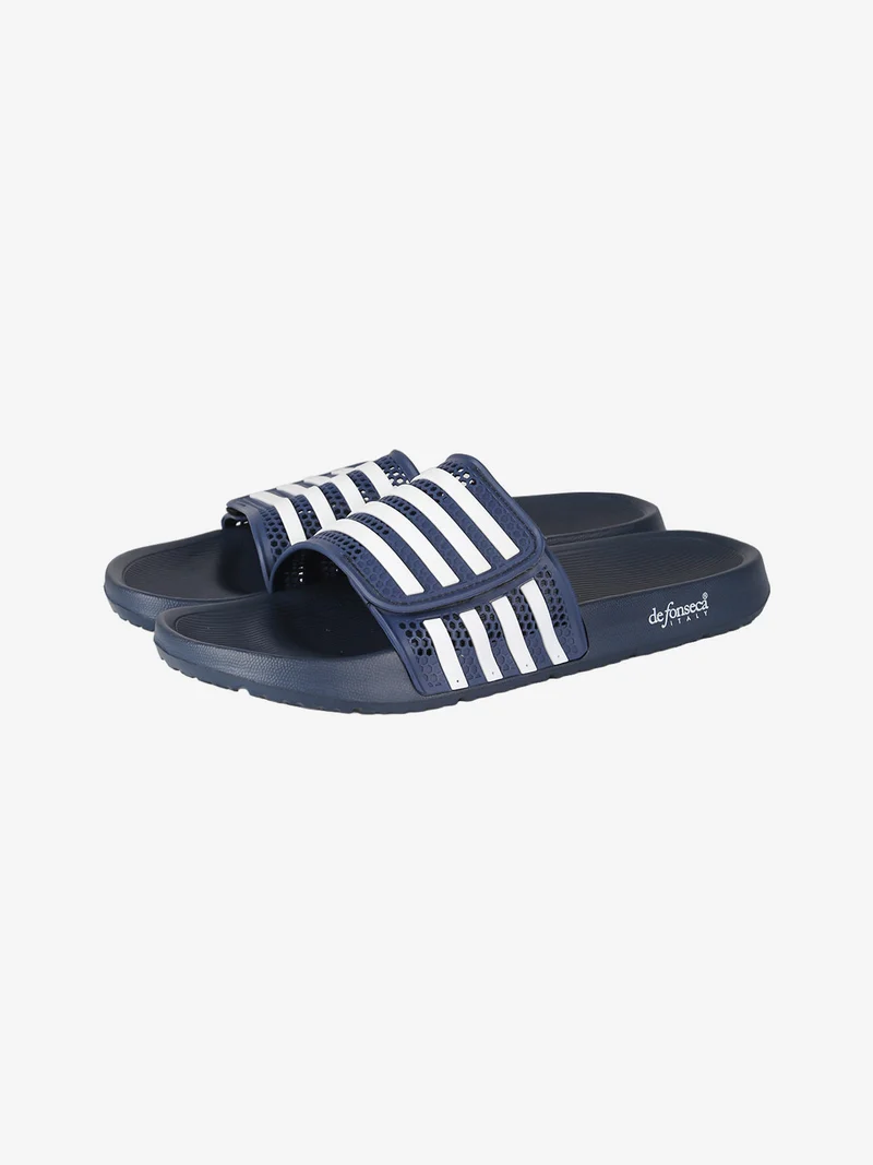 Ciabatte uomo in gomma con fascia a strappo - blu scuro