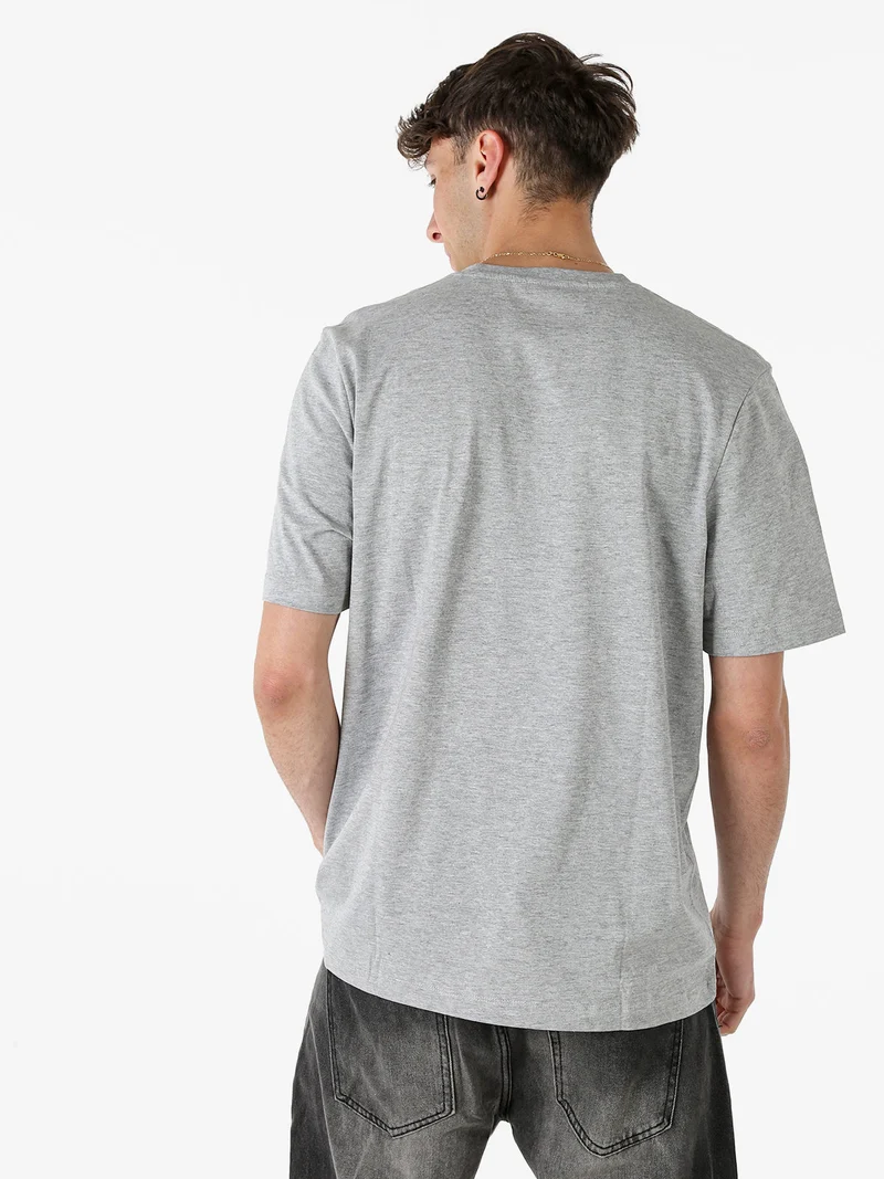 T-shirt girocollo da uomo in cotone con stampa - grigio