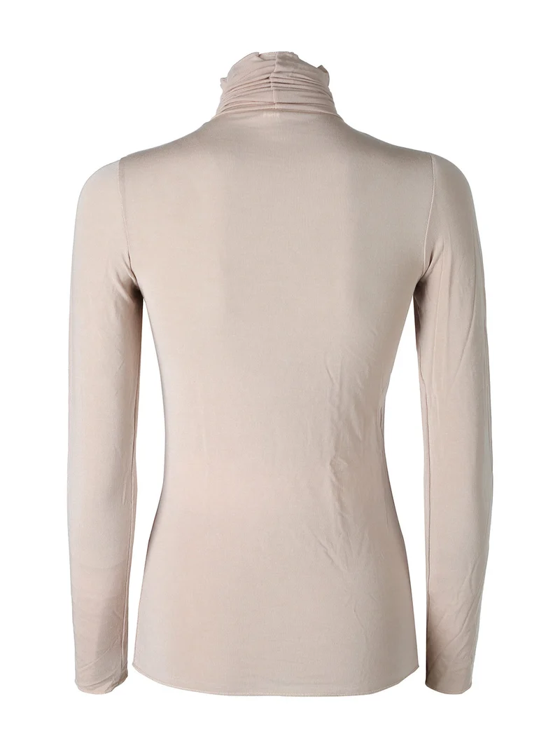 P0714M Dolcevita donna in cashmere a manica lunga - nudo