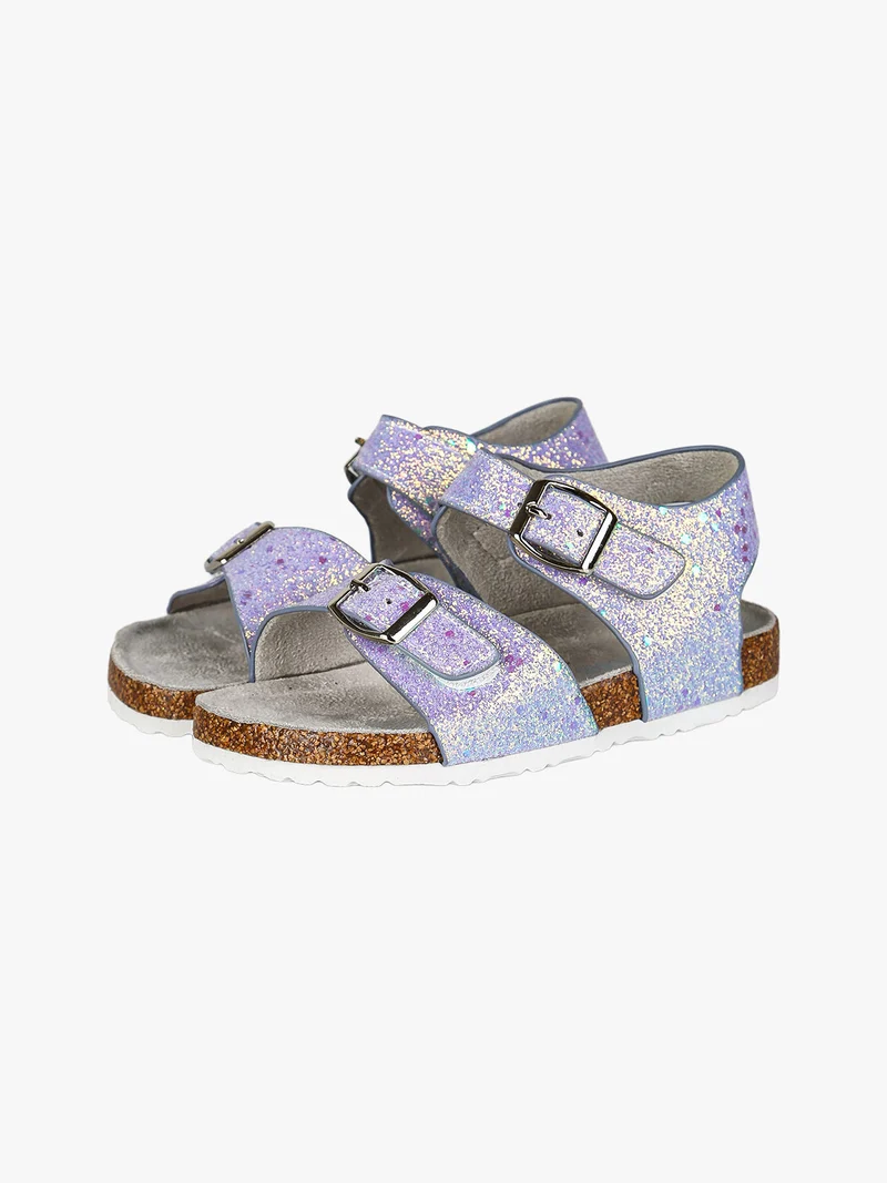 Sandali glitter da bambina con doppia fibbia a strappo - lilla