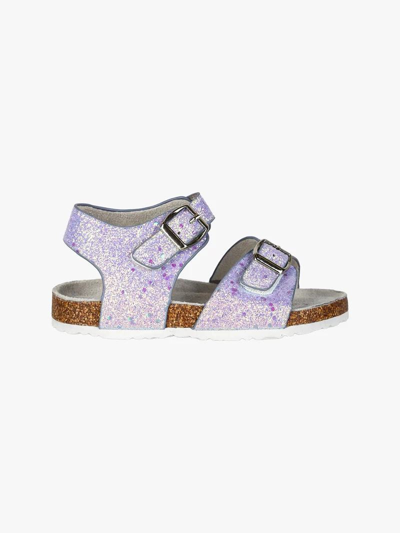 Sandali glitter da bambina con doppia fibbia a strappo - lilla