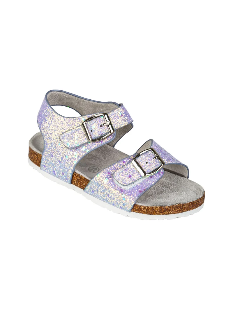 Sandali glitter da bambina con doppia fibbia a strappo - lilla