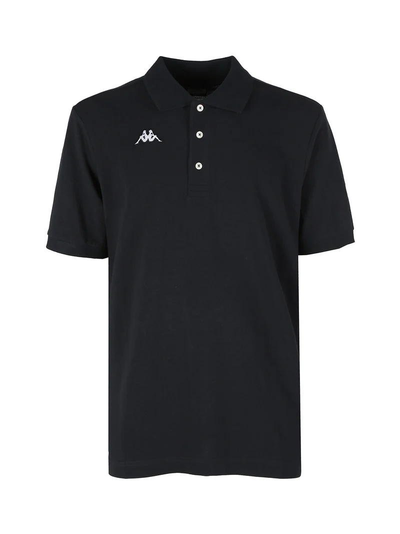 Polo da uomo a maniche corte in cotone con logo - nero