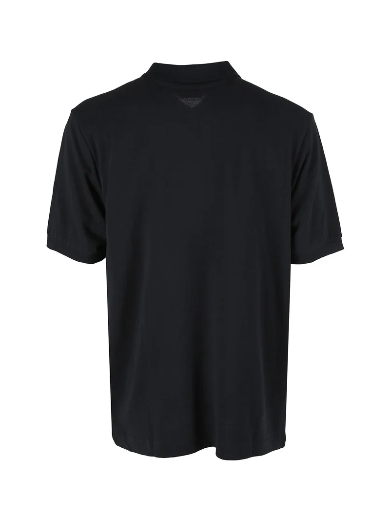 Polo da uomo a maniche corte in cotone con logo - nero