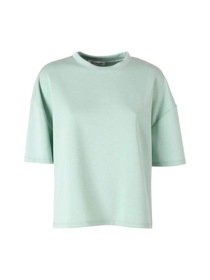 T-shirt donna oversize in felpa - acqua marina