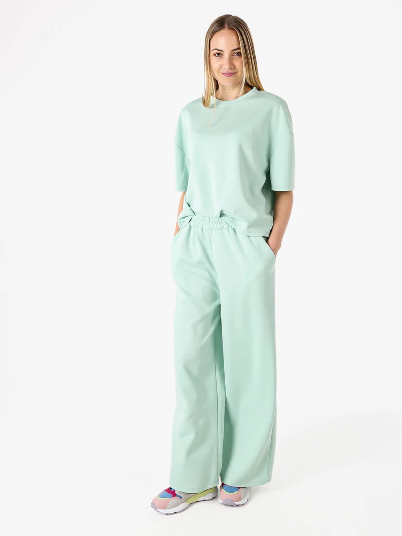 T-shirt donna oversize in felpa - acqua marina