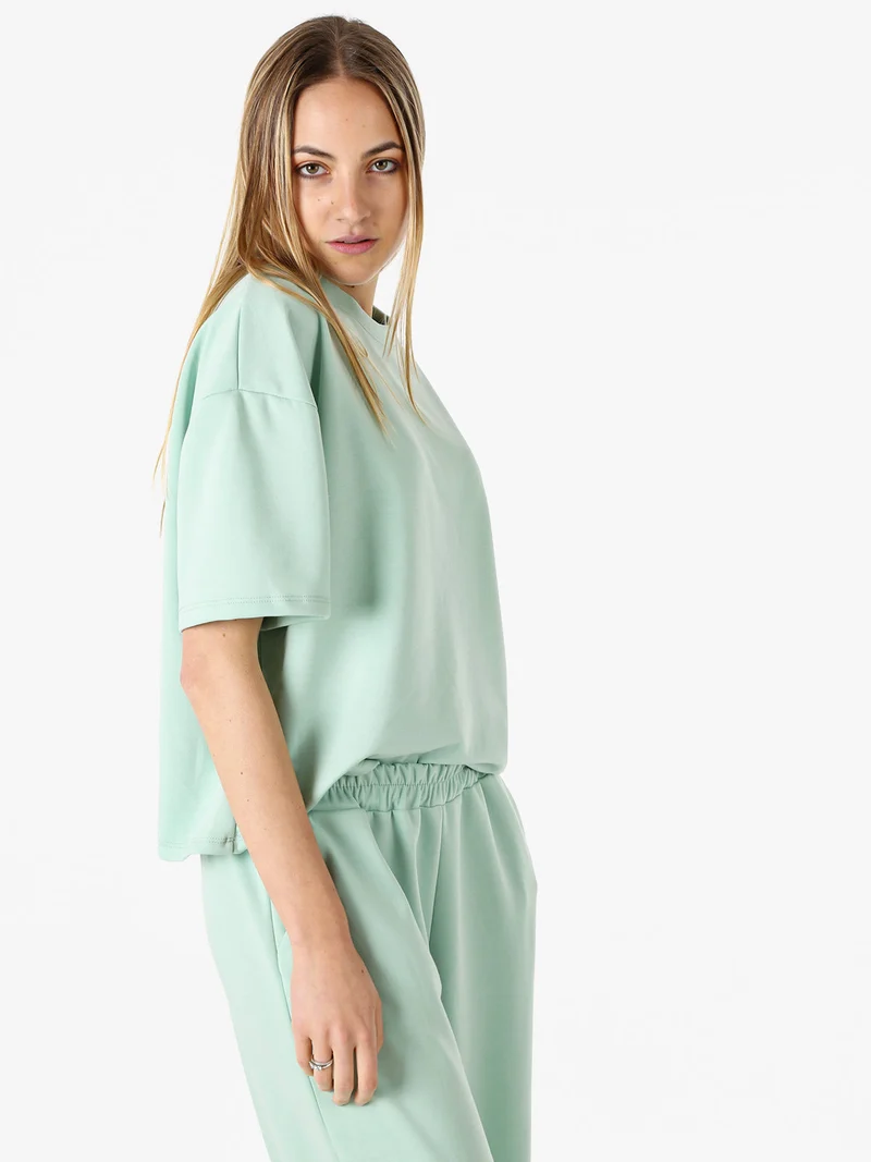 T-shirt donna oversize in felpa - acqua marina
