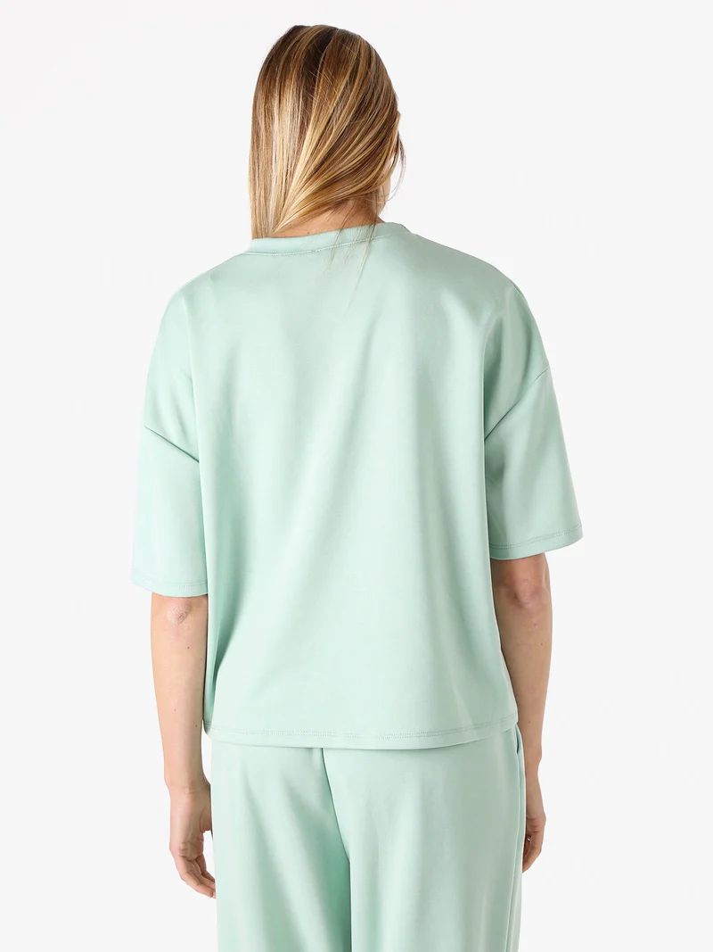 T-shirt donna oversize in felpa - acqua marina