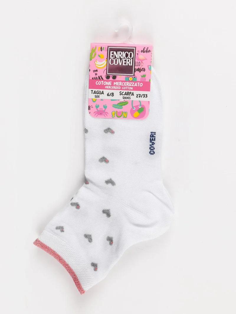 Calze corte bambina in cotone - bianco