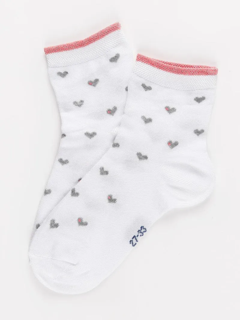 Calze corte bambina in cotone - bianco