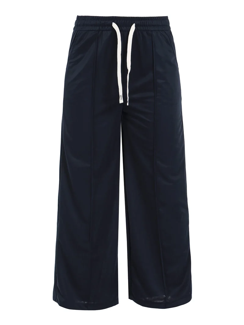 Pantaloni donna a gamba larga con coulisse - blu scuro