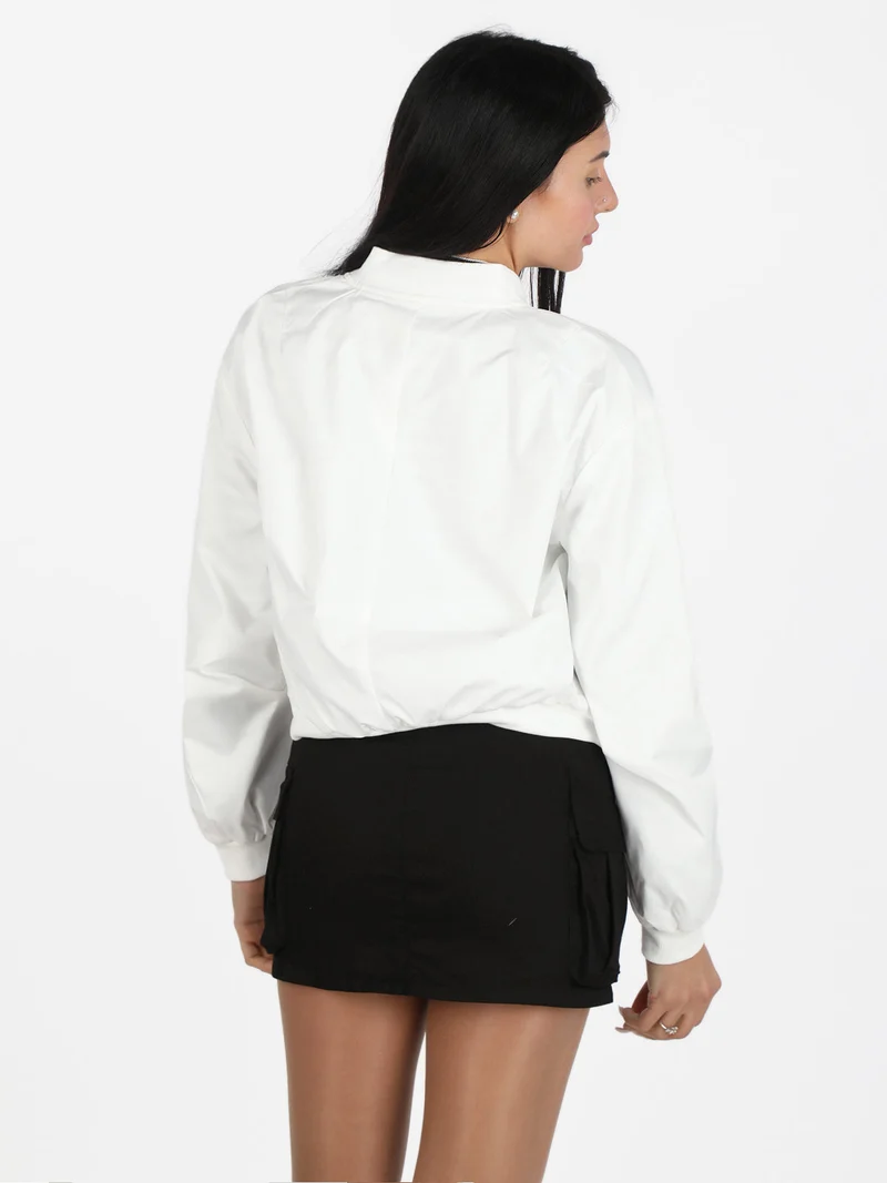 Giacca bomber cropped da donna - bianco
