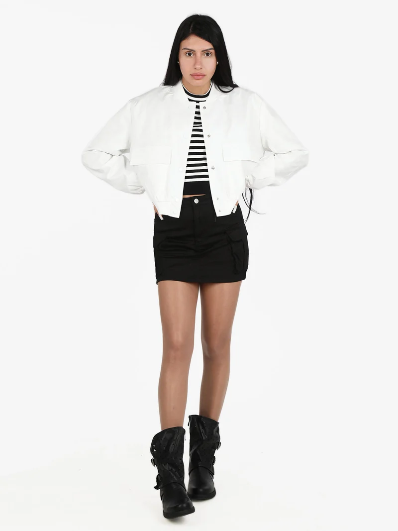 Giacca bomber cropped da donna - bianco