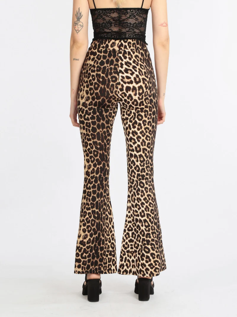 Pantaloni donna con gamba a zampa - multicolore
