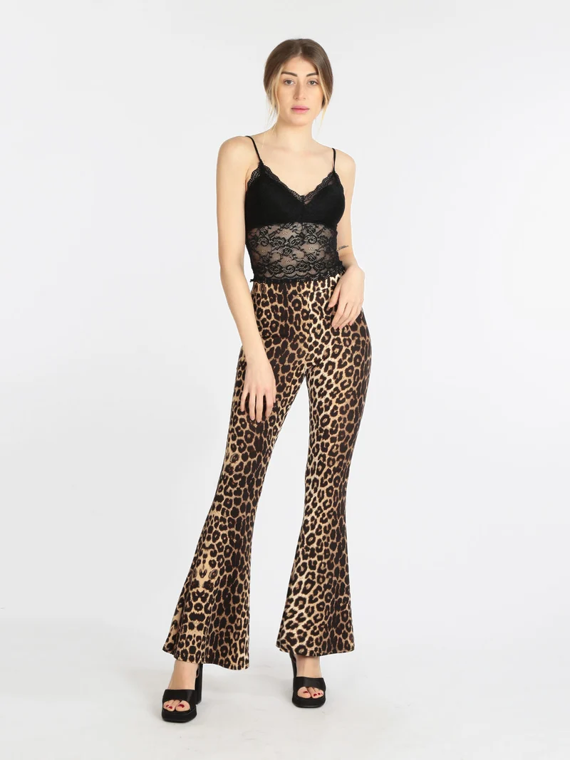 Pantaloni donna con gamba a zampa - multicolore
